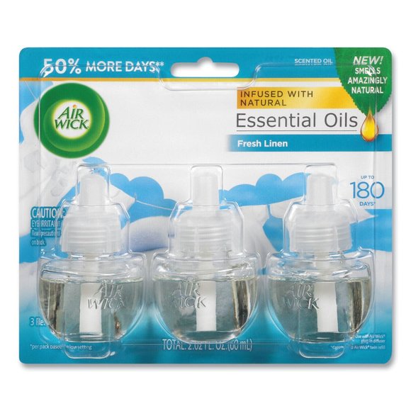 Lot of 2 Air Wick Fresh Linen Refills Infused Natural Essential Oils 3 Pack - Picture 1 of 1